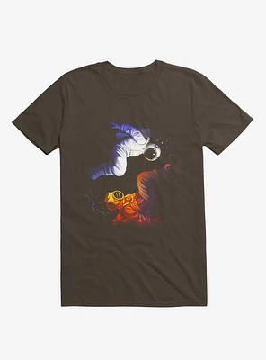 Yin Yang Astronaut Scuba Brown T-Shirt