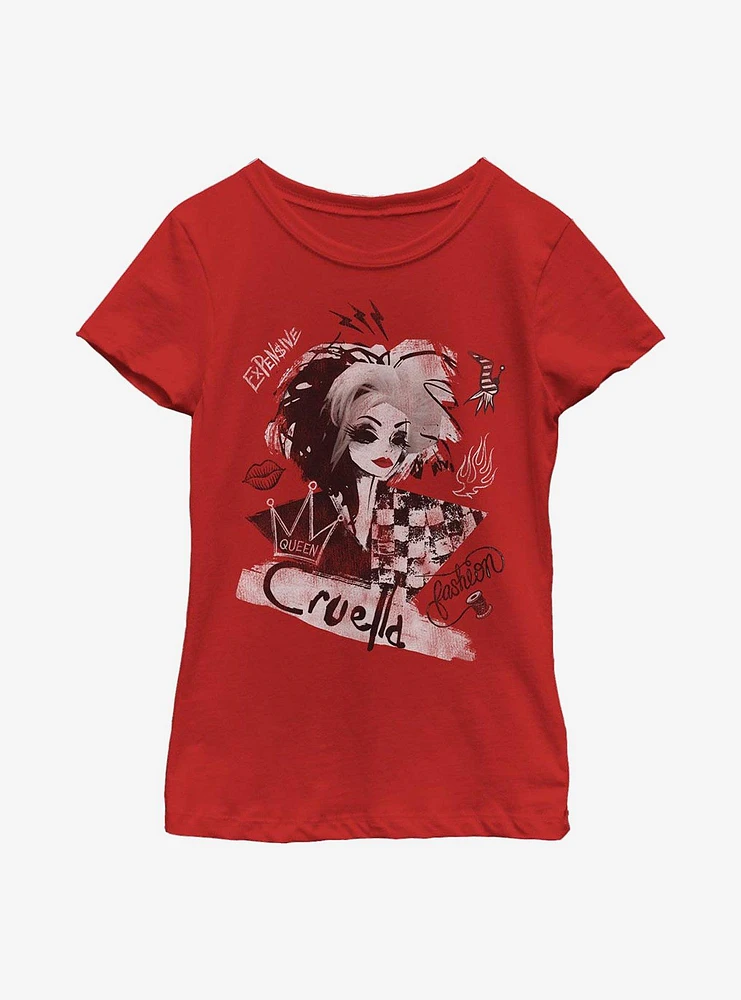 Disney Cruella Artsy Youth Girls T-Shirt