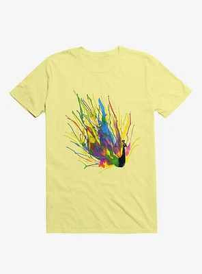 Colorful Peacock Corn Silk Yellow T-Shirt