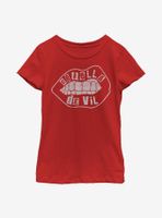 Disney Cruella De Vil Lip Design Youth Girls T-Shirt