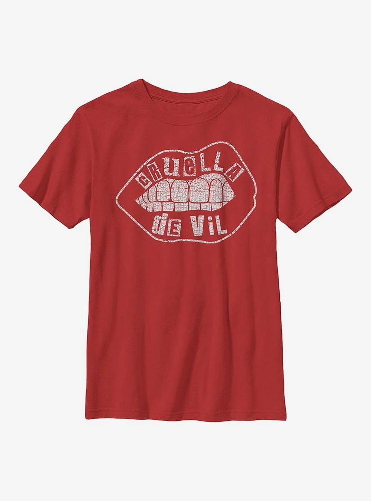 Disney Cruella De Vil Lip Design Youth T-Shirt