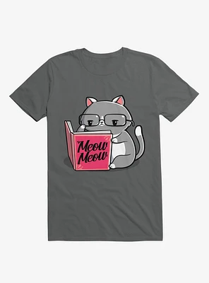 Books For Cats Meow Book Charcoal Grey T-Shirt