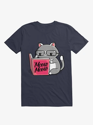 Books For Cats Meow Book Navy Blue T-Shirt