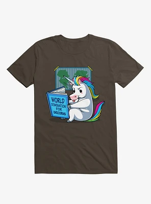 World Domination For Unicorns Brown T-Shirt