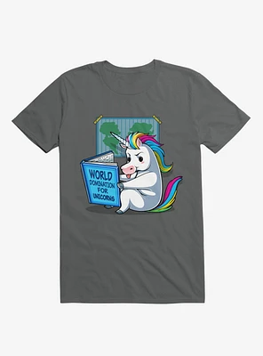 World Domination For Unicorns Charcoal Grey T-Shirt