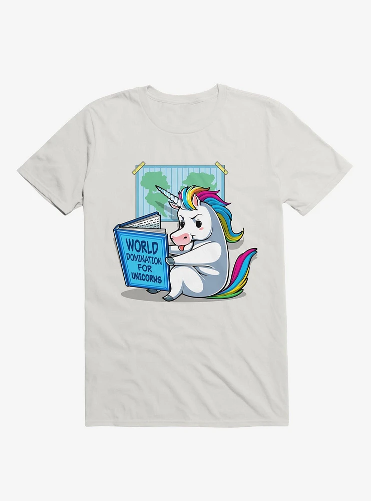 World Domination For Unicorns White T-Shirt