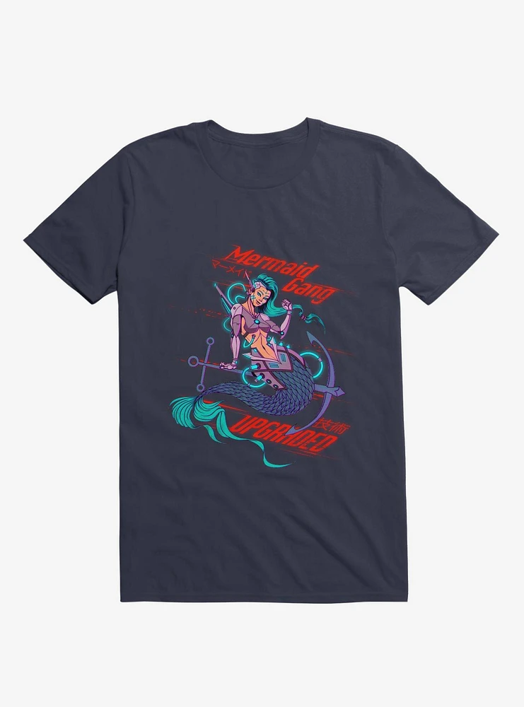 Cyberpunk Mermaid Navy Blue T-Shirt