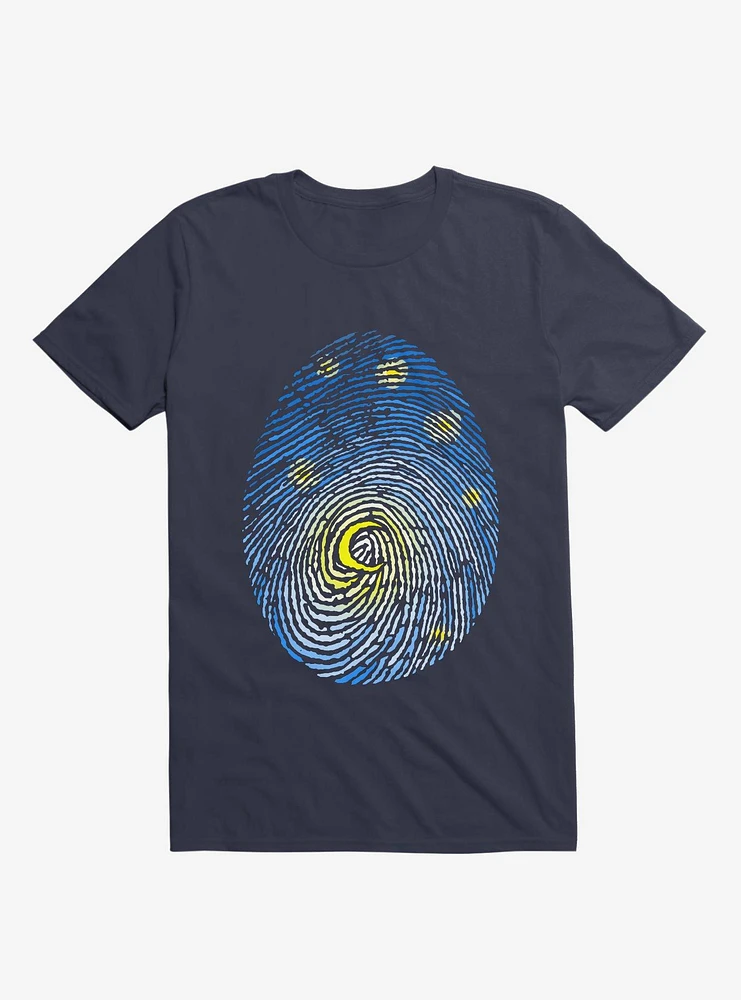 Aurora Fingerprint Navy Blue T-Shirt