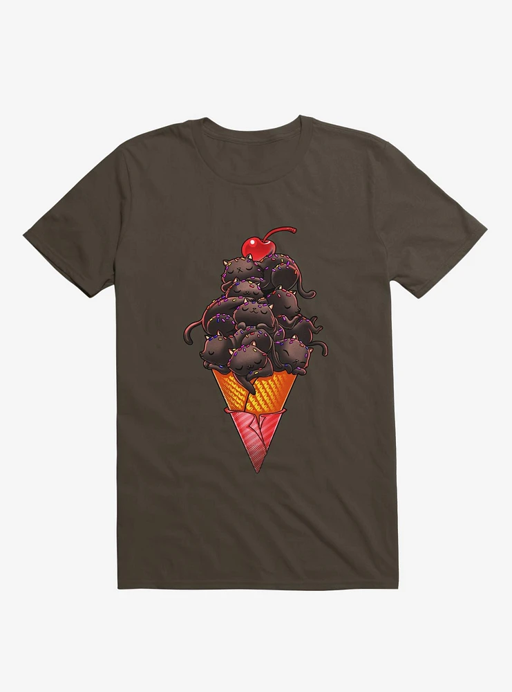 Cat Ice Cream Brown T-Shirt