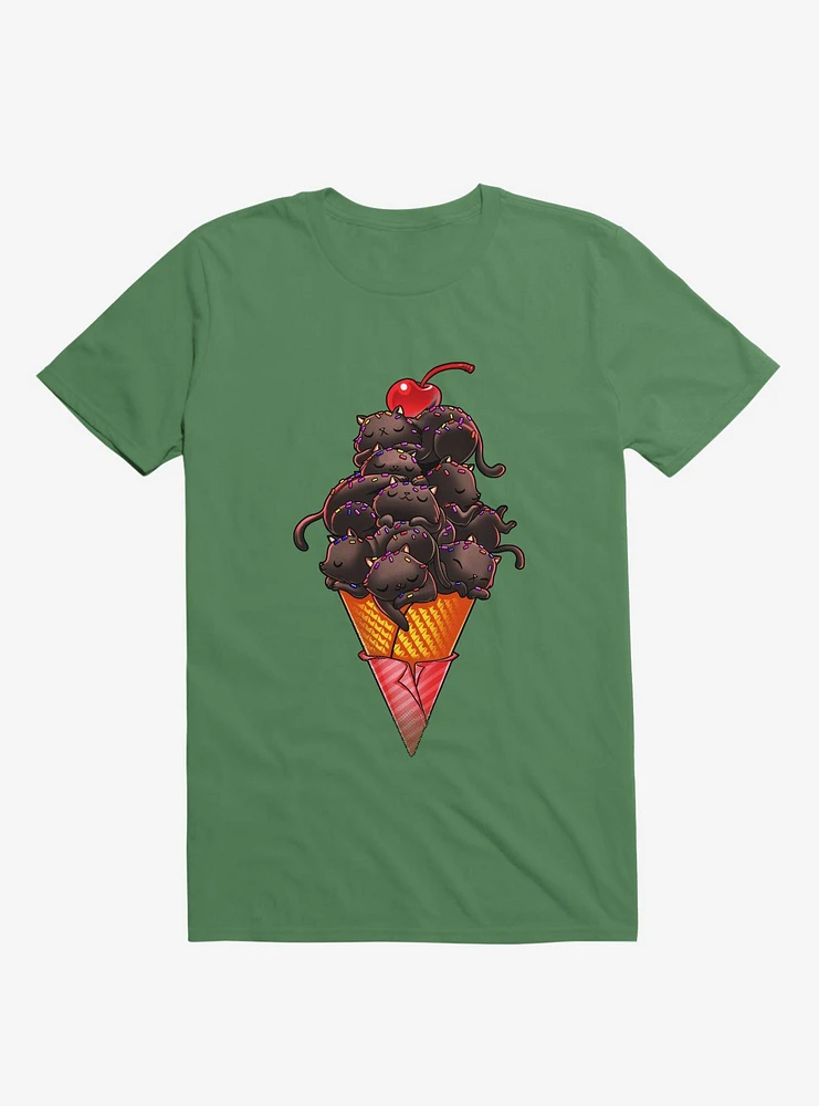 Cat Ice Cream Kelly Green T-Shirt