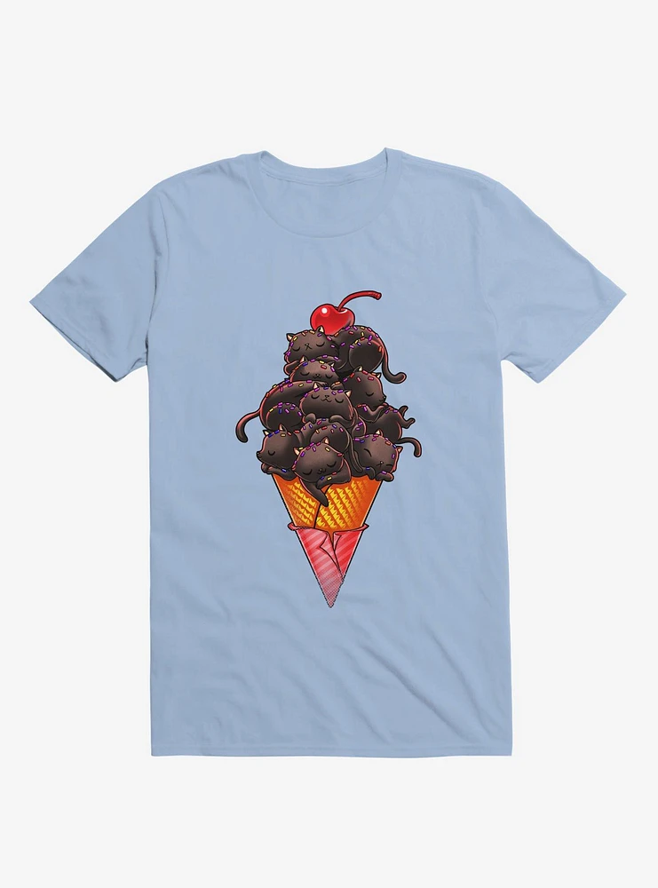 Cat Ice Cream Light Blue T-Shirt