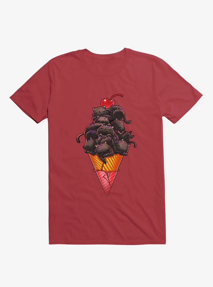 Cat Ice Cream Red T-Shirt