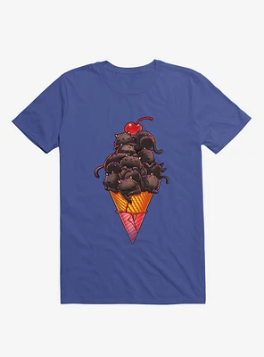 Cat Ice Cream Royal Blue T-Shirt