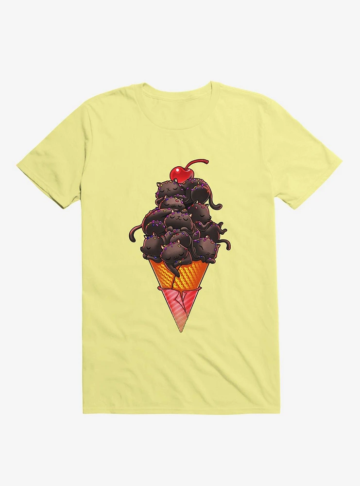 Cat Ice Cream Corn Silk Yellow T-Shirt