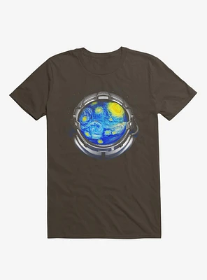 Starry Night Universe Brown T-Shirt