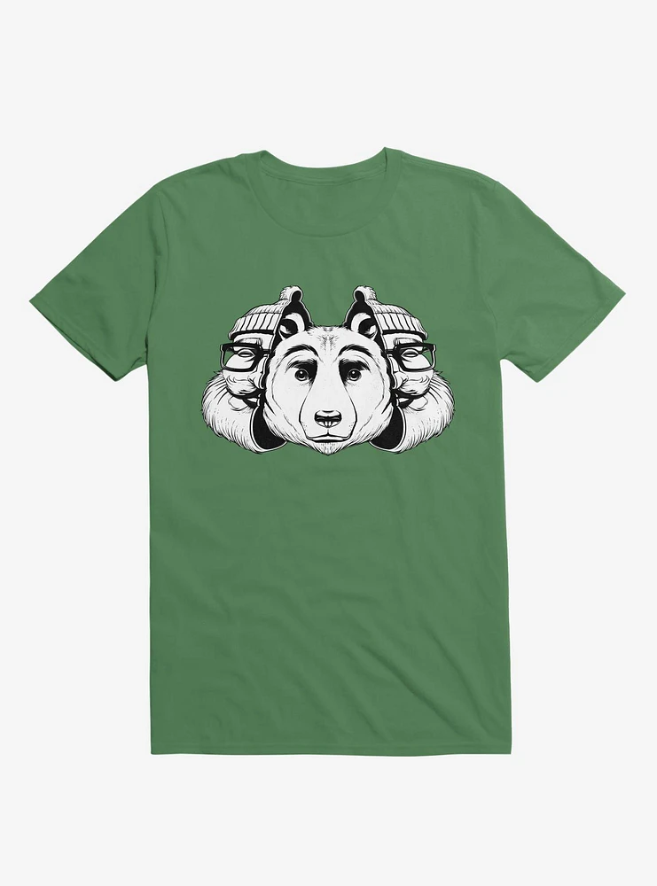 Bear Inside Black And White Kelly Green T-Shirt