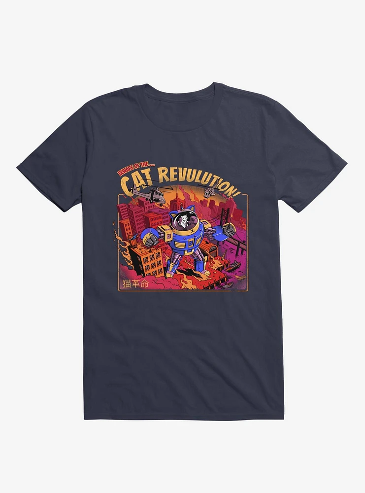 Cat Revolution Navy Blue T-Shirt