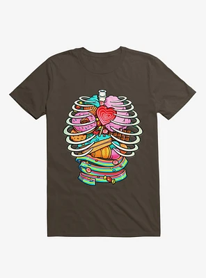 Unicorn Anatomy Sweet Inside Brown T-Shirt