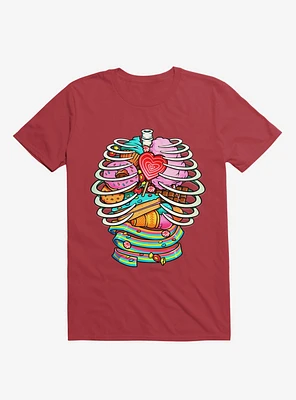 Unicorn Anatomy Sweet Inside Red T-Shirt