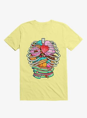 Unicorn Anatomy Sweet Inside Corn Silk Yellow T-Shirt