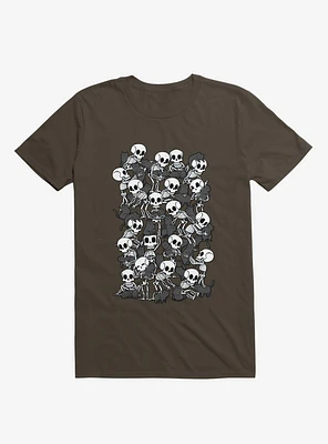 Cat Skull Party Brown T-Shirt