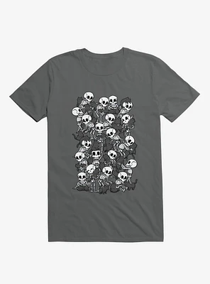 Cat Skull Party Charcoal Grey T-Shirt