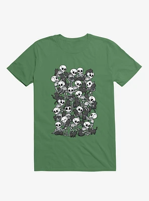Cat Skull Party Kelly Green T-Shirt