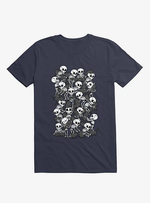 Cat Skull Party Navy Blue T-Shirt