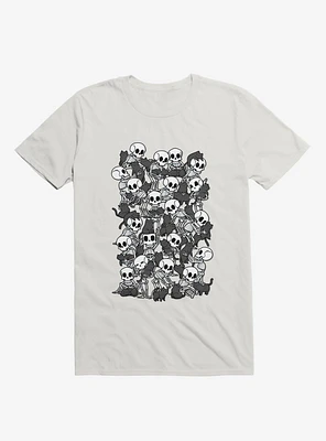 Cat Skull Party White T-Shirt