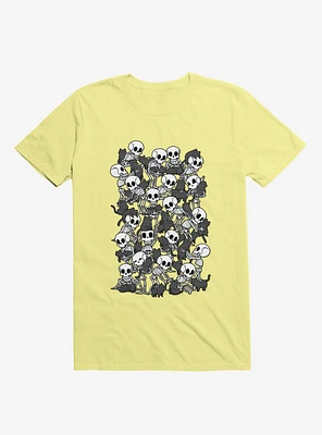 Cat Skull Party Corn Silk Yellow T-Shirt
