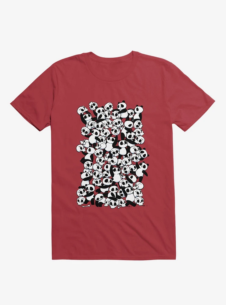 Dia De Los Muertos Panda Party Red T-Shirt