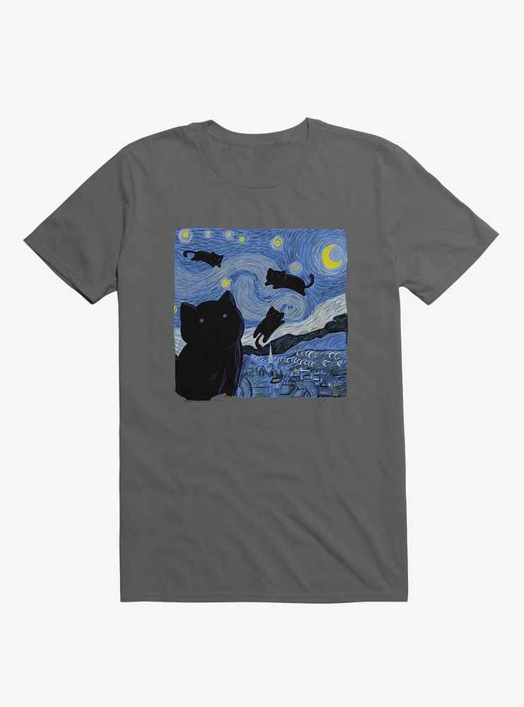 The Starry Cat Night Charcoal Grey T-Shirt