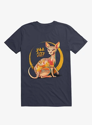 Yakuza Cat Navy Blue T-Shirt