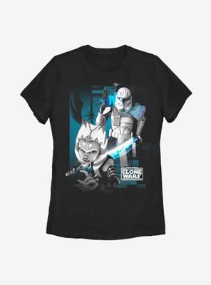 Star Wars: The Clone Wars Rex And Ahsoka Team Blue Womens T-Shirt