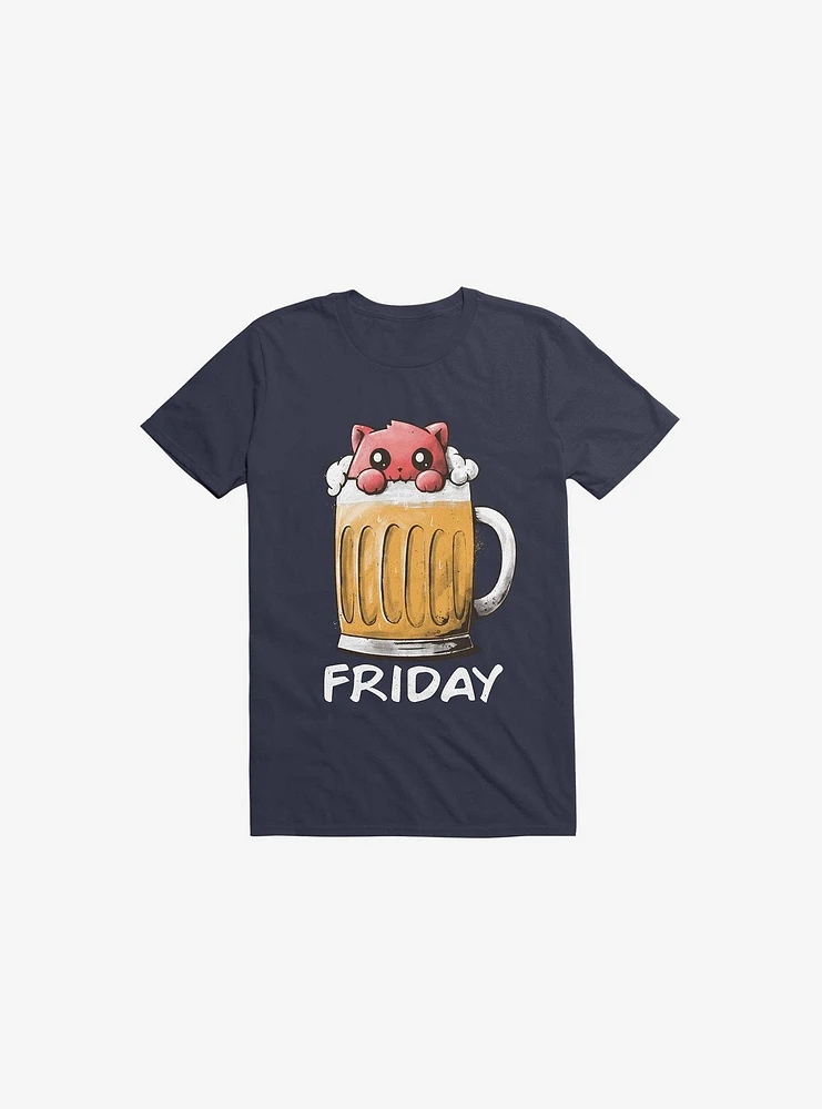 Friday Cat Navy Blue T-Shirt