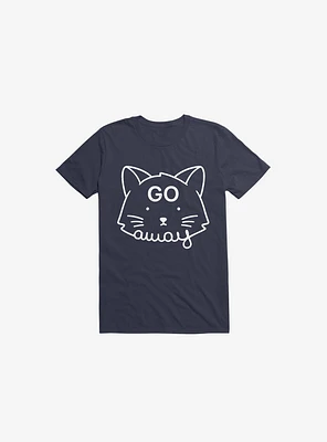 Go Away Cat Navy Blue T-Shirt