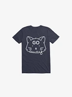 Go Away Cat Navy Blue T-Shirt