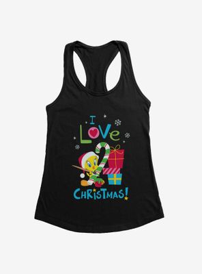 Looney Tunes Tweety Bird I Love Christmas Womens Tank Top