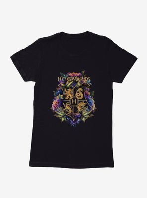 Harry Potter Hogwarts Floral Shield Womens T-Shirt