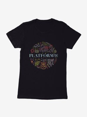Harry Potter Platform 9 3/4 Cute Sketch Logo Womens T-Shirt