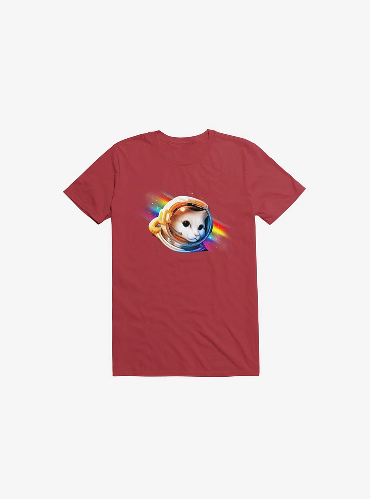 Astronaut Cat Red T-Shirt