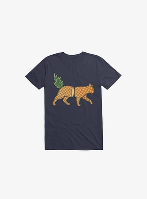 Fruit Cat Pineapple Navy Blue T-Shirt