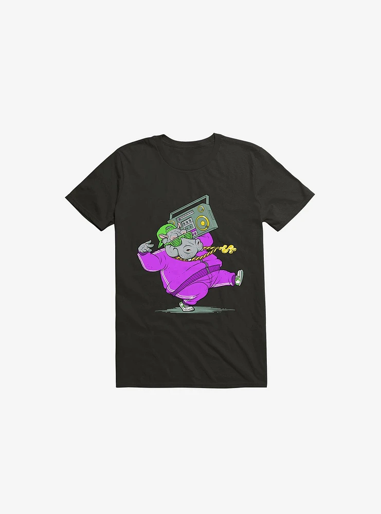 Hip Hop Hippo Black T-Shirt