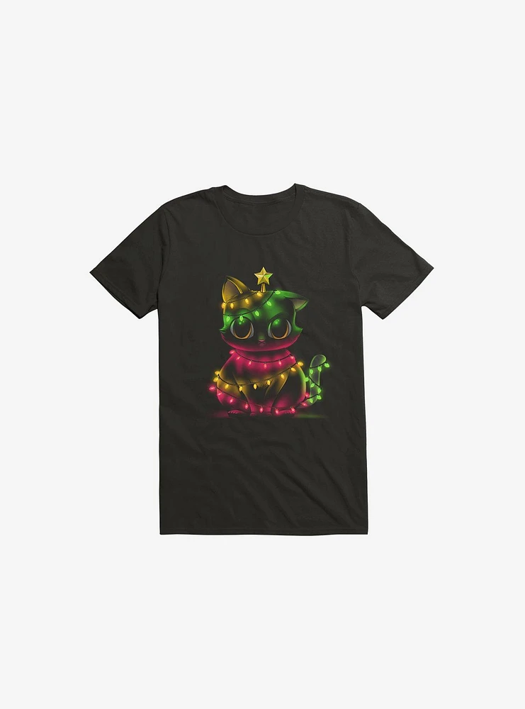 Meow Catmas Lights Black T-Shirt