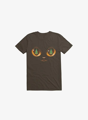 Xmas Cat Attack Brown T-Shirt