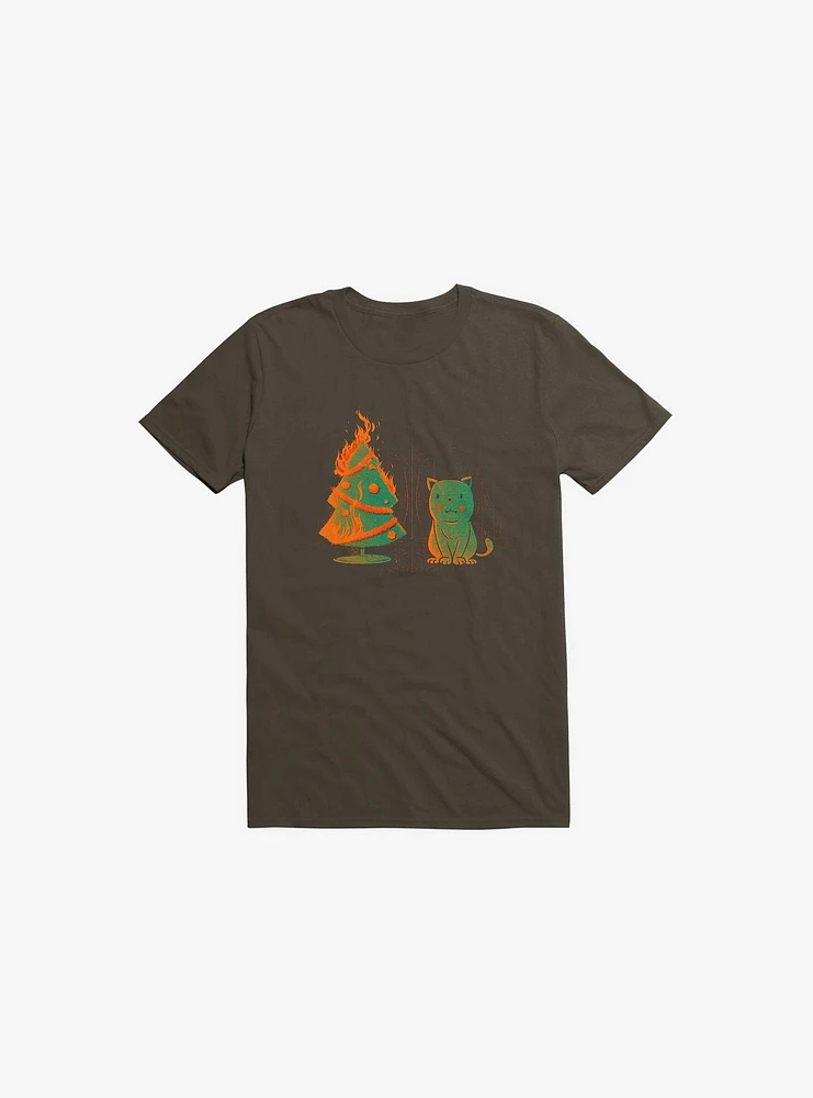 Xmas Miracle Cat Brown T-Shirt