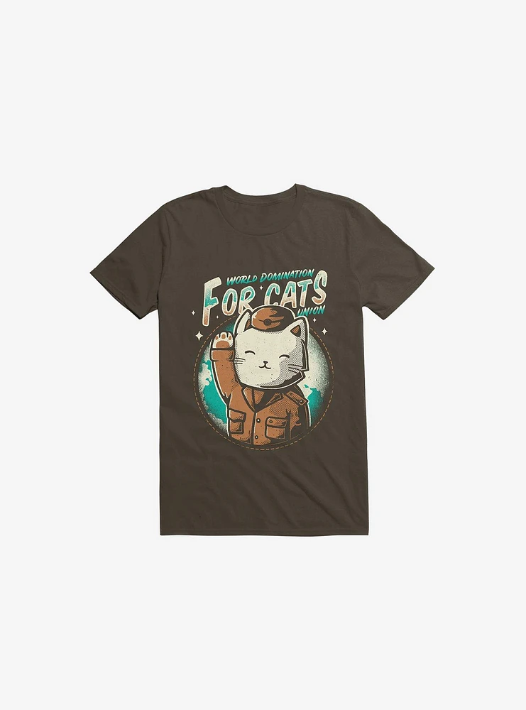 World Domination For Cats Union Brown T-Shirt