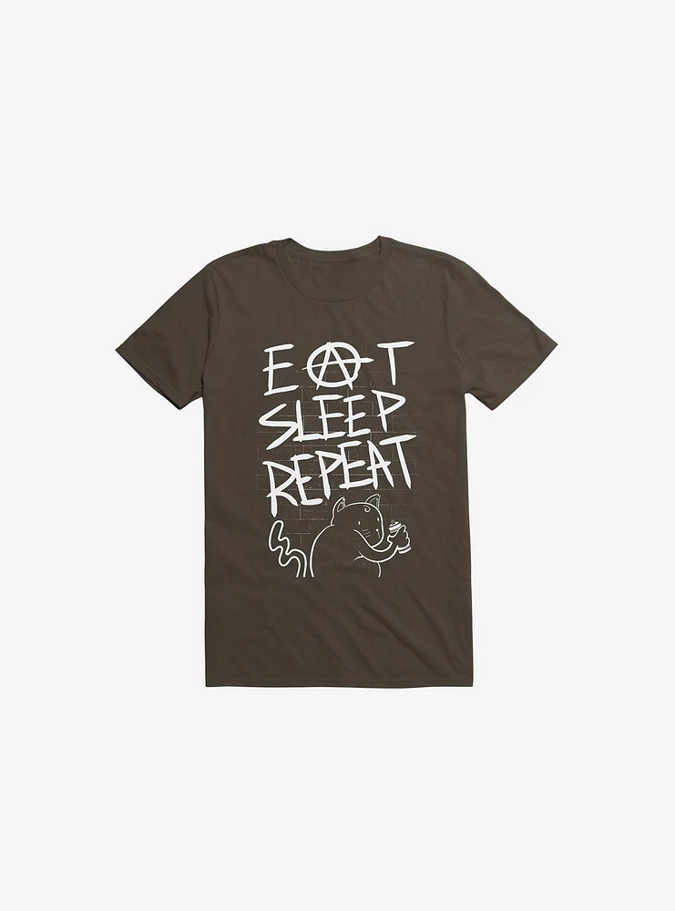 Eat Sleep Repeat Cat Brown T-Shirt