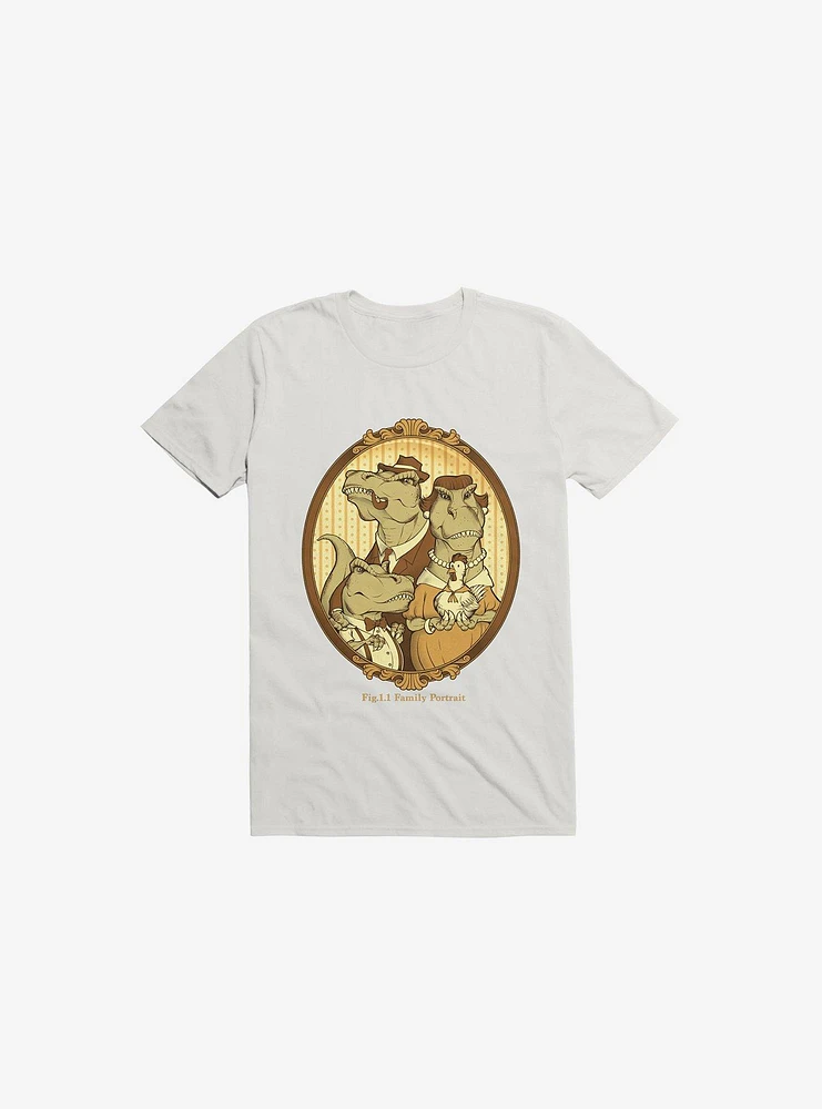 Family Portrait Dinosaur White T-Shirt