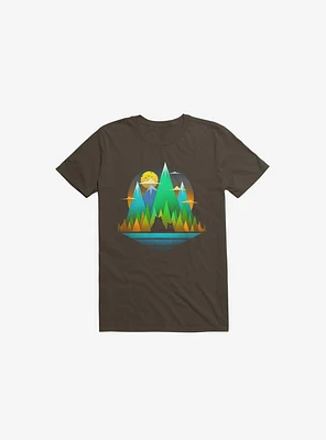 Geometric Landscape Bears Brown T-Shirt
